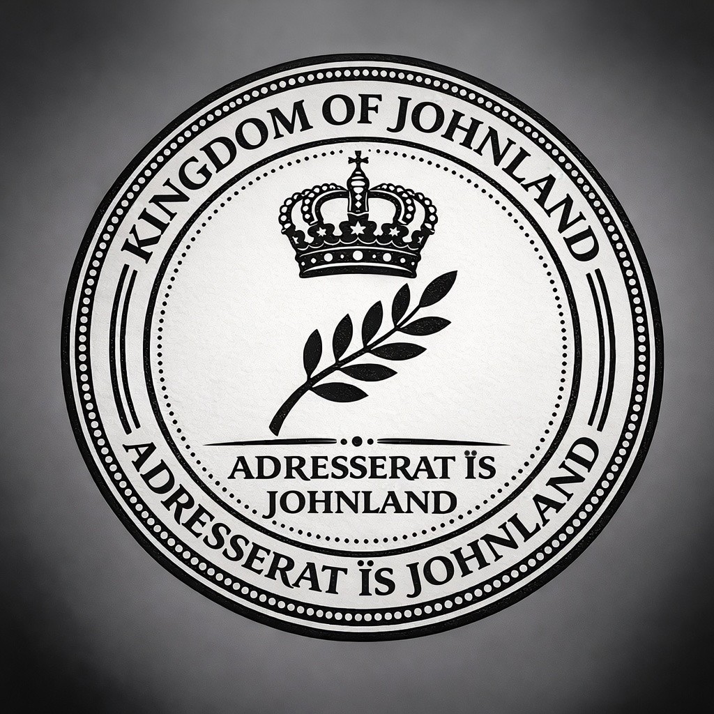 Black and white Kingdom of Johnland seal